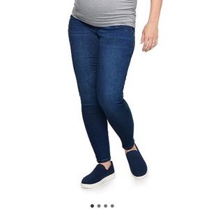Sonoma Maternity Jeggings Blue Jeans Pants Belly Band Dark Wash Slim Leggings